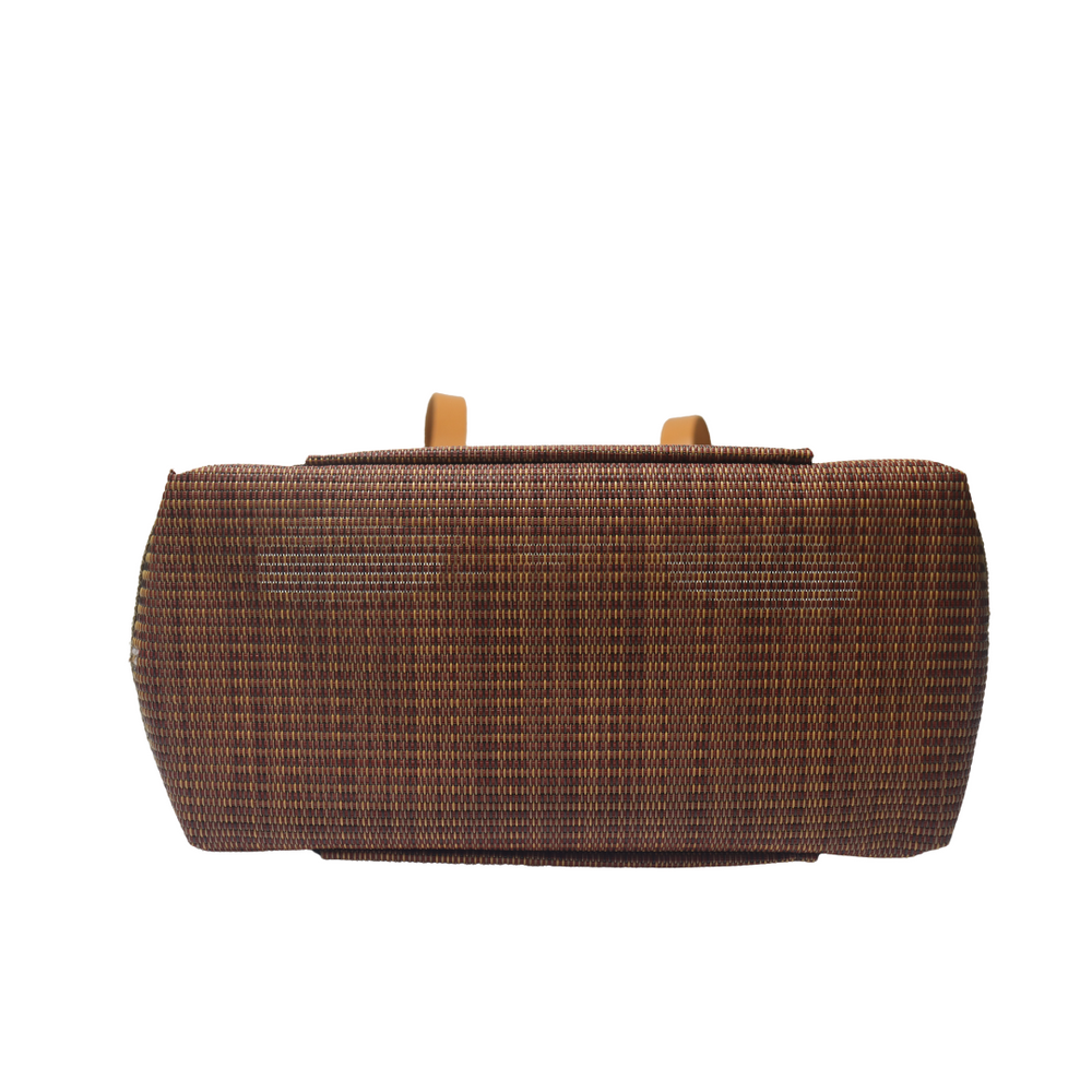 LG1102L Large Grass Weave Design Rust Colored Tote