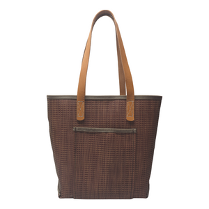 M1101L Medium Grass Weave Design Rust Colored Tote