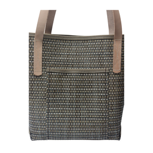 M1203L Medium Grass Weave Design Green Colored Tote