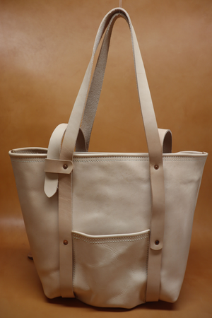 Natural Veg Tan Leather Tote Bag with Veg Tan Straps (Handles) 105