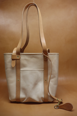 Natural Veg Tan Leather Tote Bag with Veg Tan Straps (Handles) 111