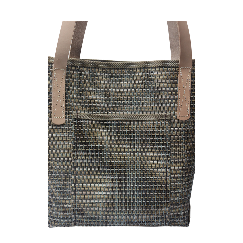 M1201L Medium Grass Weave Design Green Colored Tote