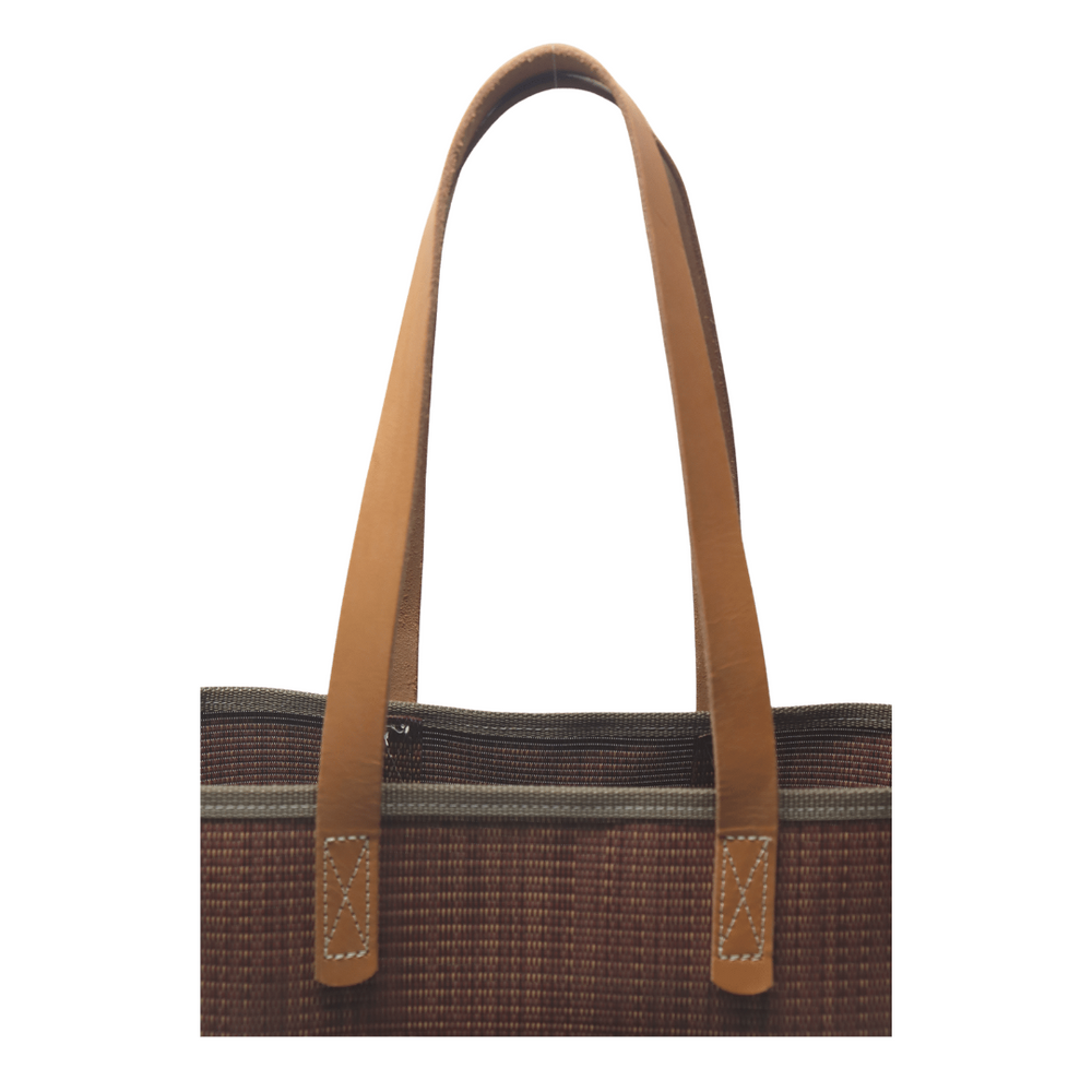 M1101L Medium Grass Weave Design Rust Colored Tote