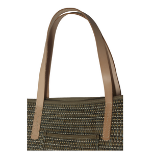 M1203L Medium Grass Weave Design Green Colored Tote