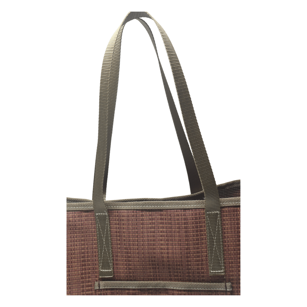 LG1103N Large Grass Weave Design Rust Colored Tote