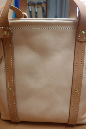 Natural Veg Tan Leather Tote Bag with Veg Tan Straps (Handles) 111