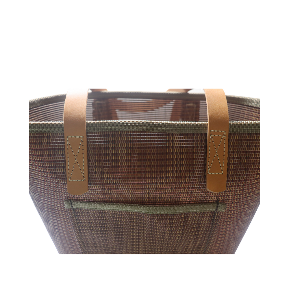 LG1102L Large Grass Weave Design Rust Colored Tote