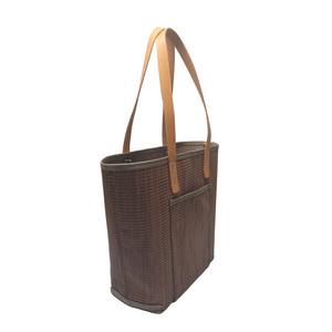 M1101L Medium Grass Weave Design Rust Colored Tote