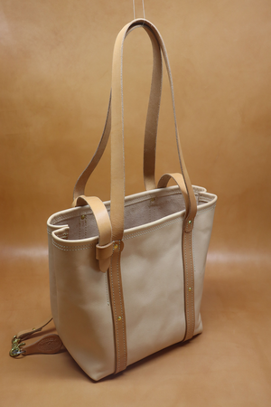 Natural Veg Tan Leather Tote Bag with Veg Tan Straps (Handles) 111