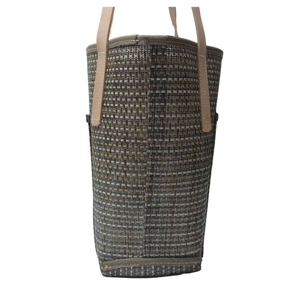 M1203L Medium Grass Weave Design Green Colored Tote