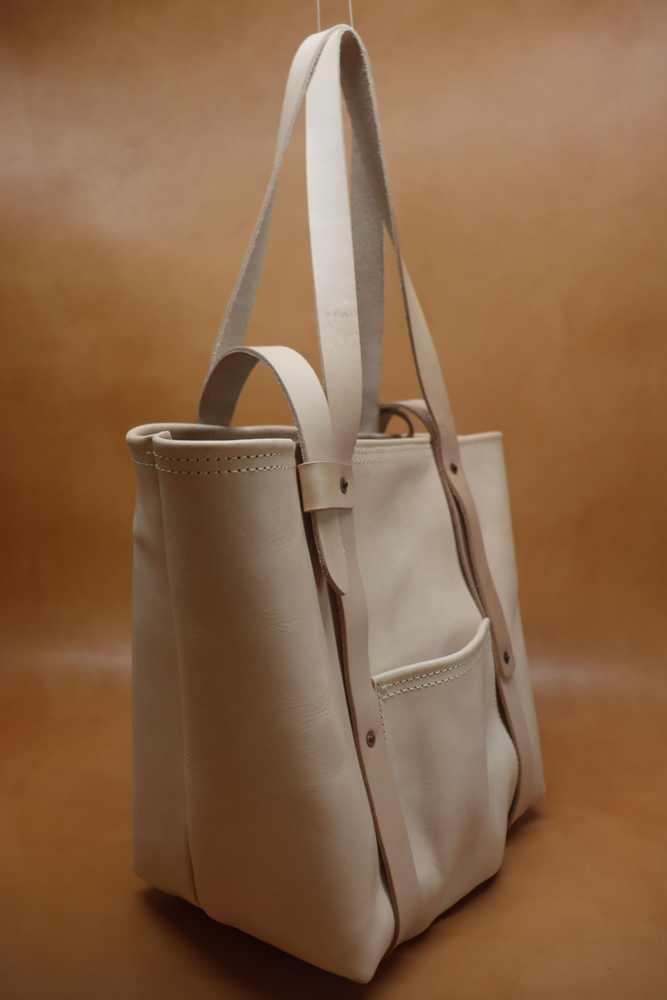 Natural Veg Tan Leather Tote Bag with Veg Tan Straps (Handles) 105