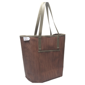 LG1103N Large Grass Weave Design Rust Colored Tote