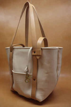 Natural Veg Tan Leather Tote Bag with Golden Veg Tan Straps (Handles) 108